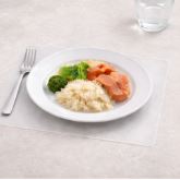 Non slip mat supporting one handed eating by keeping a plate steady