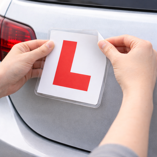 Removing an L plate from a car after driving without leaving residue or damage