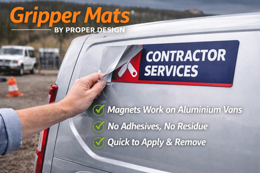 Transparent Gripper Mats by Proper Design used on aluminium vans and trucks